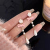 1 Pair IG Style Simple Style U Shape Geometric Flower Inlay Imitation Pearl Artificial Pearls Rhinestones Drop Earrings Ear Studs