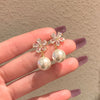 1 Pair IG Style Simple Style U Shape Geometric Flower Inlay Imitation Pearl Artificial Pearls Rhinestones Drop Earrings Ear Studs