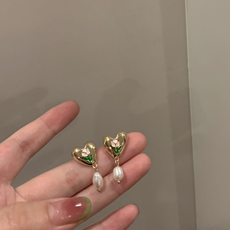 1 Pair IG Style Simple Style U Shape Geometric Flower Inlay Imitation Pearl Artificial Pearls Rhinestones Drop Earrings Ear Studs