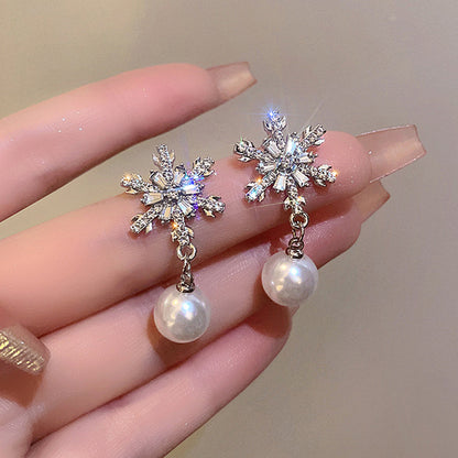 1 Pair IG Style Simple Style U Shape Geometric Flower Inlay Imitation Pearl Artificial Pearls Rhinestones Drop Earrings Ear Studs