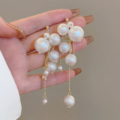 1 Pair IG Style Simple Style U Shape Geometric Flower Inlay Imitation Pearl Artificial Pearls Rhinestones Drop Earrings Ear Studs