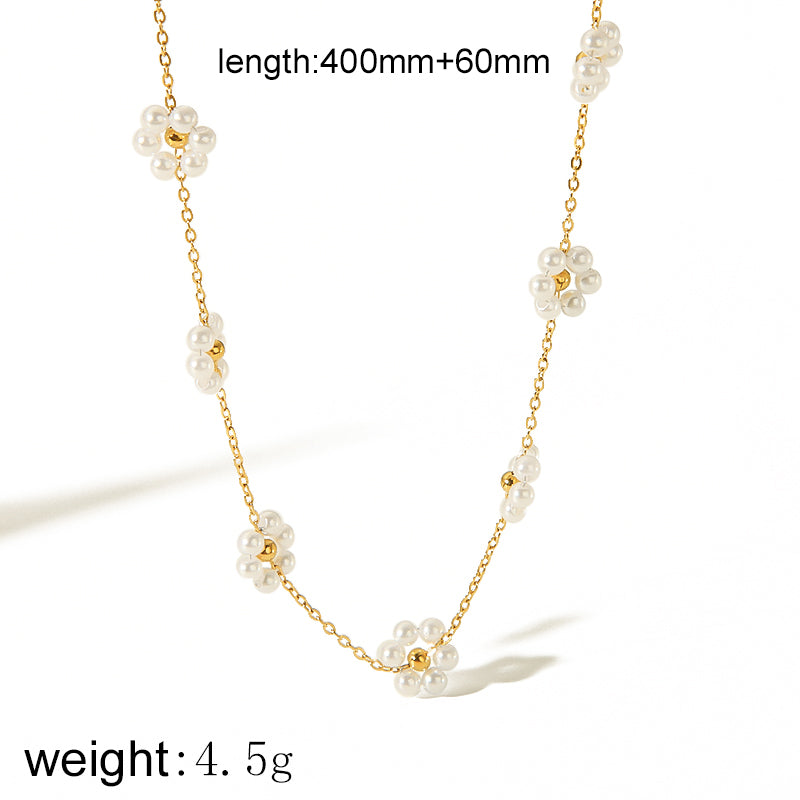 Wholesale Jewelry Simple Style Classic Style Flower Shell 304 Stainless Steel 18K Gold Plated Plating Necklace