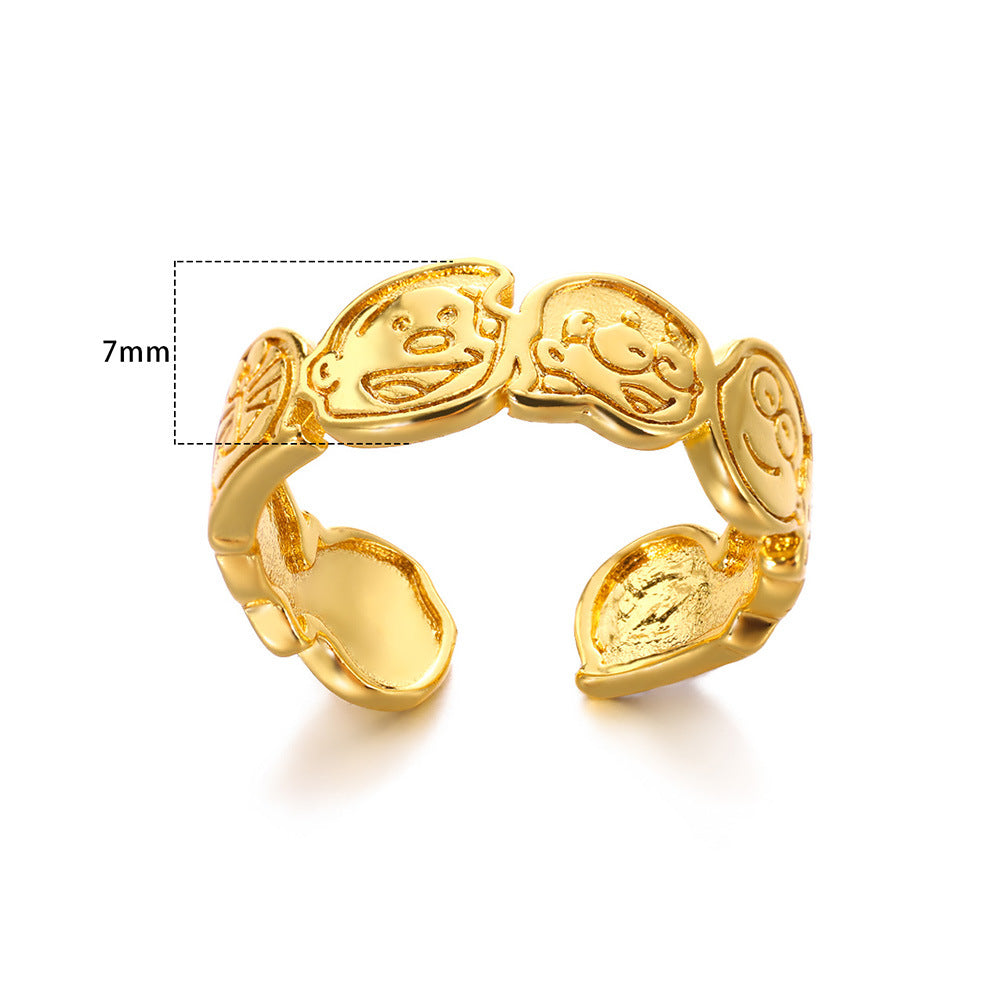 Wholesale Jewelry Simple Style Classic Style Solid Color 304 Stainless Steel Gold Plated Plating Rings