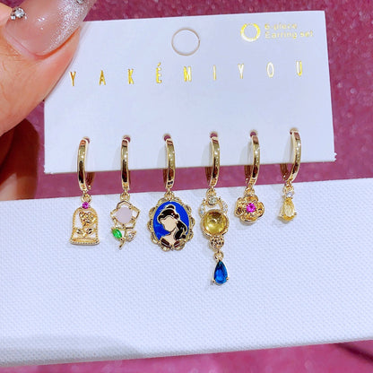 Copper 14K Gold Plated Cartoon Style Sweet Plating Inlay Cartoon Zircon Drop Earrings