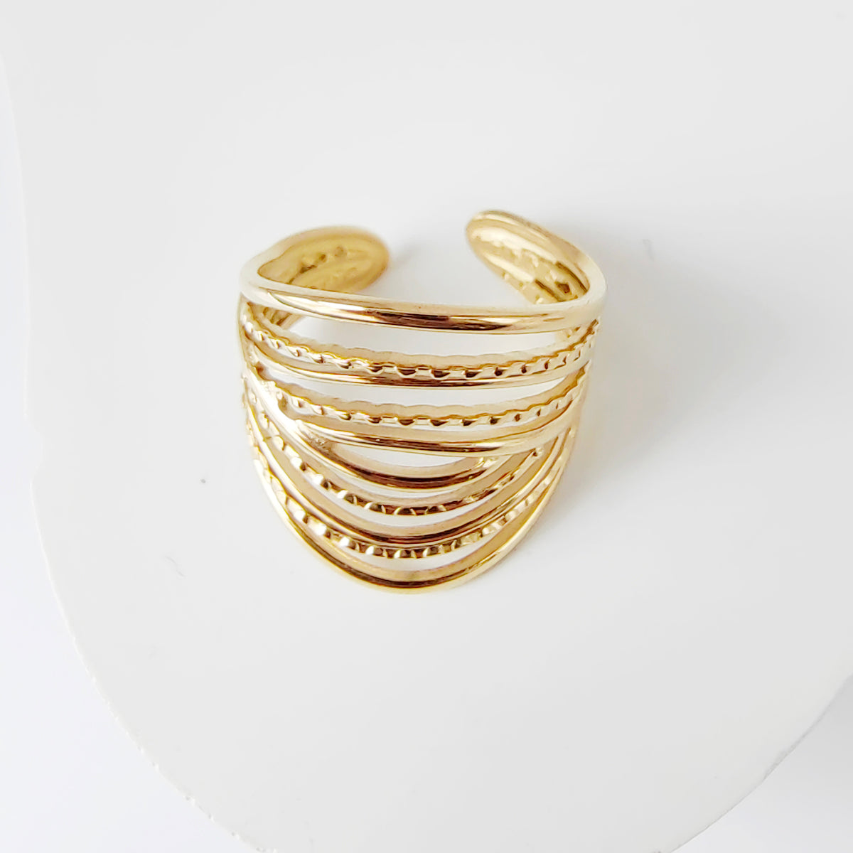 Wholesale Jewelry Casual Simple Style Geometric 304 Stainless Steel 18K Gold Plated Hollow Out Open Rings