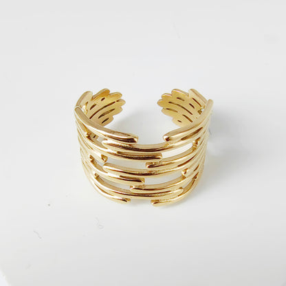 Wholesale Jewelry Casual Simple Style Geometric 304 Stainless Steel 18K Gold Plated Hollow Out Open Rings