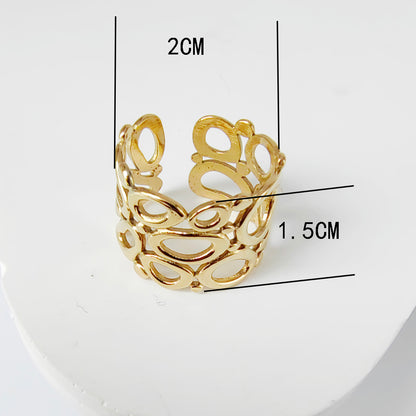 Wholesale Jewelry Casual Simple Style Geometric 304 Stainless Steel 18K Gold Plated Hollow Out Open Rings