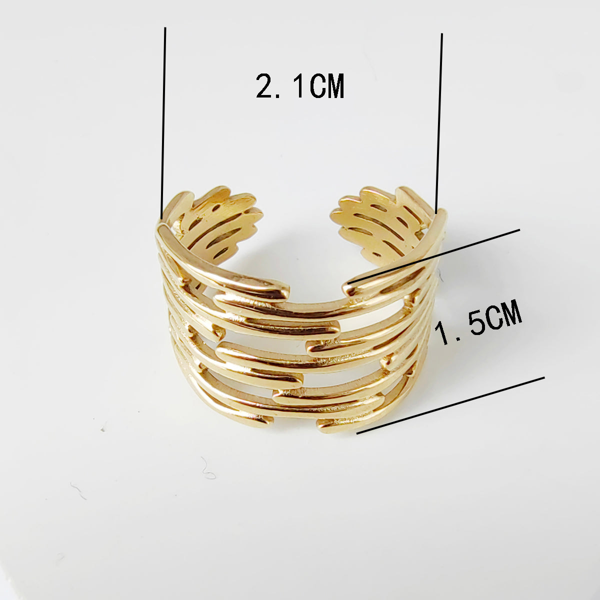 Wholesale Jewelry Casual Simple Style Geometric 304 Stainless Steel 18K Gold Plated Hollow Out Open Rings