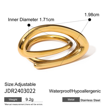 Wholesale Jewelry IG Style Geometric 316 Stainless Steel  18K Gold Plated Plating Open Rings