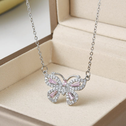 Wholesale Jewelry Simple Style Heart Shape Flower Bow Knot Titanium Steel Irregular Plating Pendant Necklace