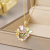 Wholesale Jewelry Simple Style Heart Shape Flower Butterfly Titanium Steel Gem Irregular Plating Pendant Necklace