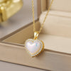 Wholesale Jewelry Simple Style Heart Shape Flower Butterfly Titanium Steel Gem Irregular Plating Pendant Necklace