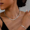 Wholesale Jewelry Hip-Hop Solid Color Stainless Steel Gold Plated Silver Plated Bracelets Necklace Jewelry Set