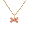 Copper 18K Gold Plated IG Style Elegant Sweet Enamel Plating Bow Knot Earrings Necklace