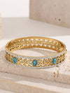 Elegant Lady Streetwear Paisley Geometric Titanium Steel 18K Gold Plated Artificial Crystal Turquoise Bangle In Bulk