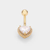 1 Piece Belly Rings Simple Style Classic Style Heart Shape Cat 316L Stainless Steel  Plating Inlay Zircon 14K Gold Plated Belly Rings