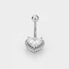 1 Piece Belly Rings Simple Style Classic Style Heart Shape Cat 316L Stainless Steel  Plating Inlay Zircon 14K Gold Plated Belly Rings