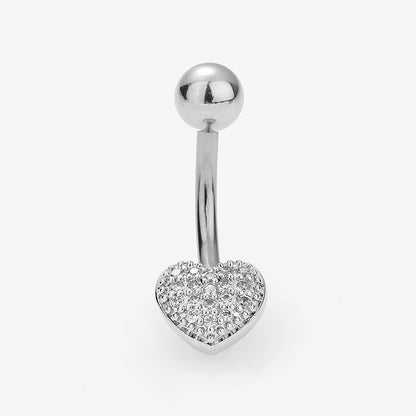 1 Piece Belly Rings Simple Style Classic Style Heart Shape Cat 316L Stainless Steel  Plating Inlay Zircon 14K Gold Plated Belly Rings