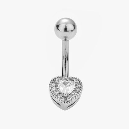 1 Piece Belly Rings Simple Style Classic Style Heart Shape Cat 316L Stainless Steel  Plating Inlay Zircon 14K Gold Plated Belly Rings