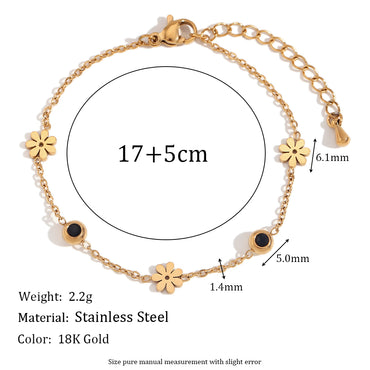 Simple Style Classic Style Flower 304 Stainless Steel 18K Gold Plated Zircon Bracelets In Bulk