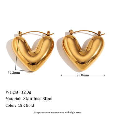 1 Pair Simple Style Classic Style Heart Shape Plating Stainless Steel 18k Gold Plated Earrings