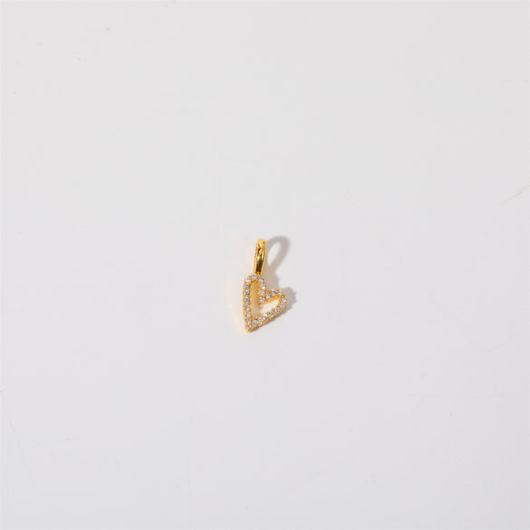 1 Piece Copper Zircon Gold Plated Cross Heart Shape Polished Pendant Chain