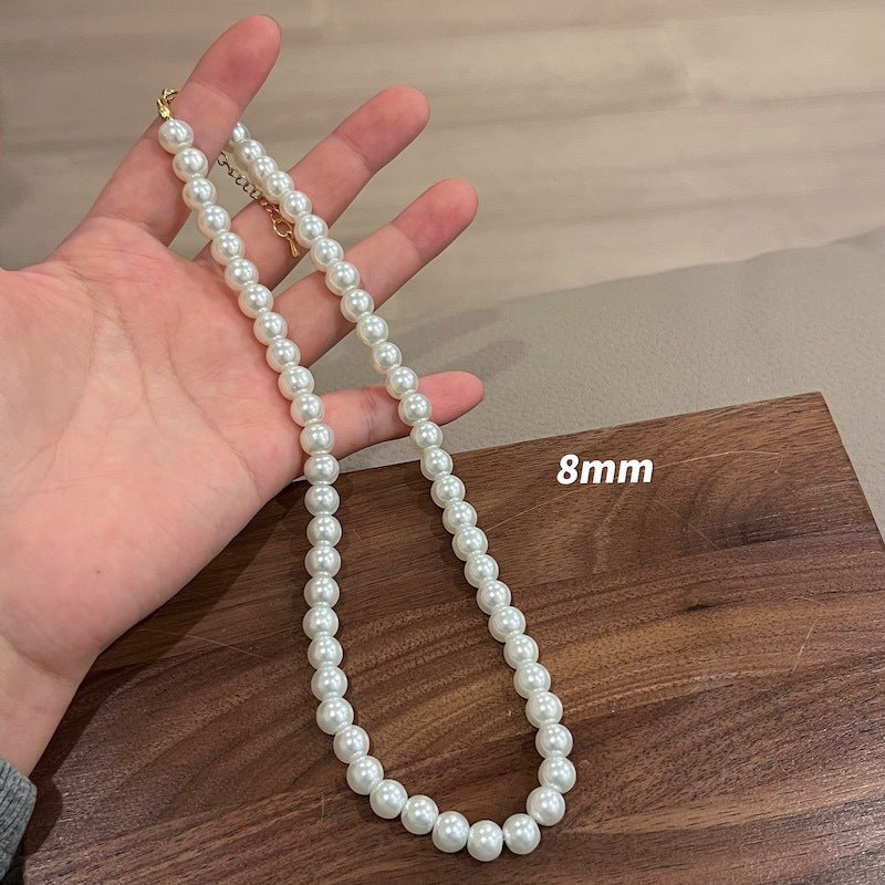 Casual Simple Style Round Imitation Pearl Titanium Steel Wholesale Necklace