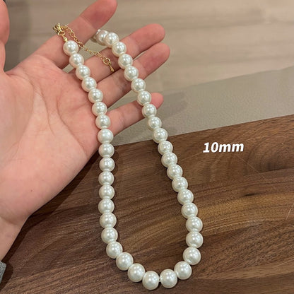 Casual Simple Style Round Imitation Pearl Titanium Steel Wholesale Necklace