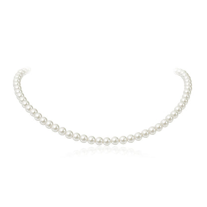 Casual Simple Style Round Imitation Pearl Titanium Steel Wholesale Necklace