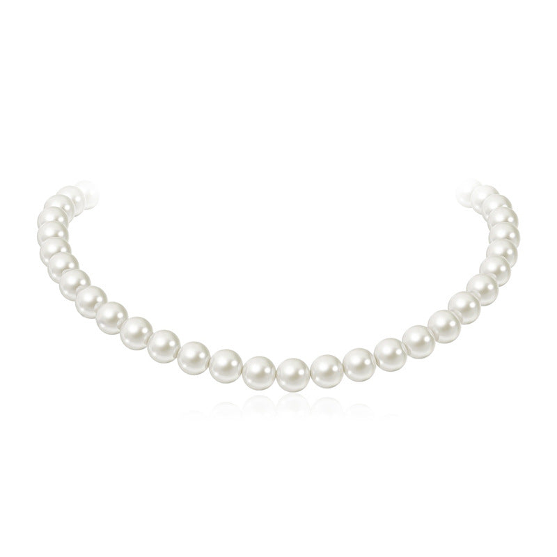 Casual Simple Style Round Imitation Pearl Titanium Steel Wholesale Necklace