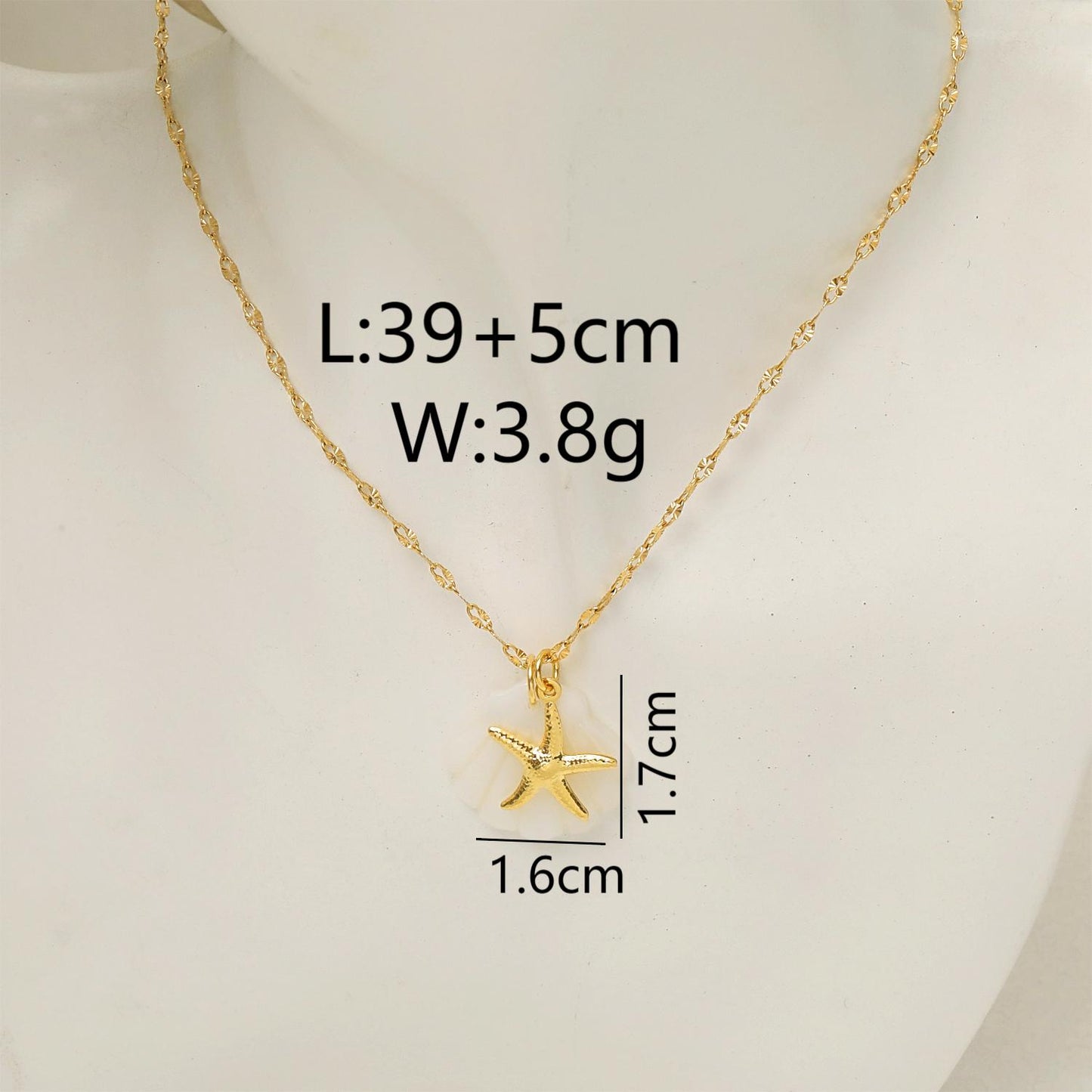 Vacation Marine Style Beach Starfish Dolphin Shell 18K Gold Plated Shell Titanium Steel Wholesale Pendant Necklace