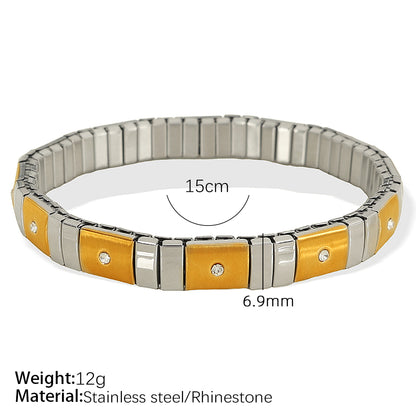 Wholesale Jewelry IG Style Retro Simple Style Circle 304 Stainless Steel Rhinestones 18K Gold Plated Polishing Inlay Rings Bracelets