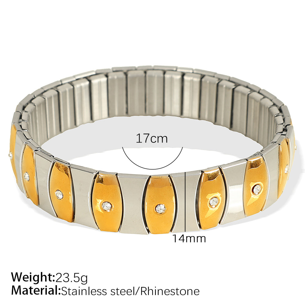 Wholesale Jewelry IG Style Retro Simple Style Circle 304 Stainless Steel Rhinestones 18K Gold Plated Polishing Inlay Rings Bracelets