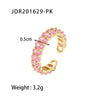 Wholesale Jewelry IG Style Geometric 304 Stainless Steel Artificial Pearls Zircon 18K Gold Plated Inlay Open Rings Rings