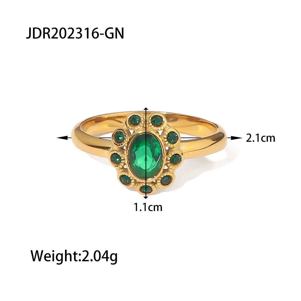 Wholesale Jewelry IG Style Geometric 304 Stainless Steel Artificial Pearls Zircon 18K Gold Plated Inlay Open Rings Rings