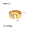 Wholesale Jewelry IG Style Geometric 304 Stainless Steel Artificial Pearls Zircon 18K Gold Plated Inlay Open Rings Rings