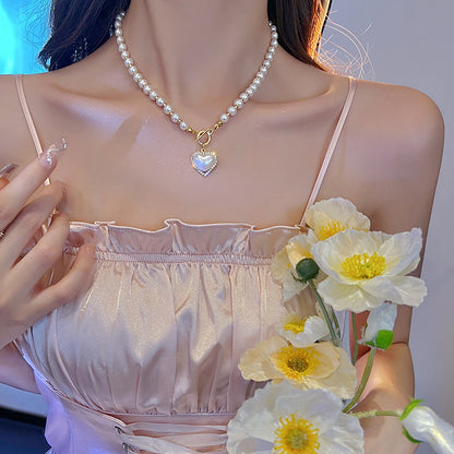 1 Piece Fashion Heart Shape Flower Imitation Pearl Plating Women's Necklace