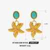 Wholesale Jewelry Beach Starfish Shell 304 Stainless Steel Artificial Pearls Amazonite 18K Gold Plated Inlay Rings Earrings