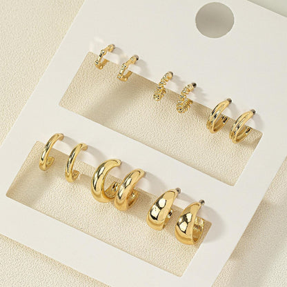 6 Pairs Casual Simple Style Letter Plating Alloy 16K Gold Plated Ear Studs