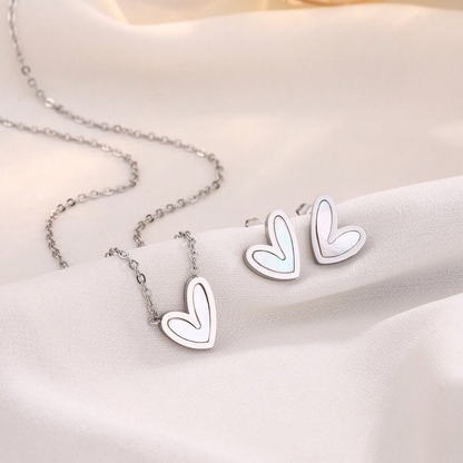 Wholesale Jewelry Elegant Cute Sweet Heart Shape 304 Stainless Steel Shell 18K Gold Plated Plating Inlay Earrings Necklace