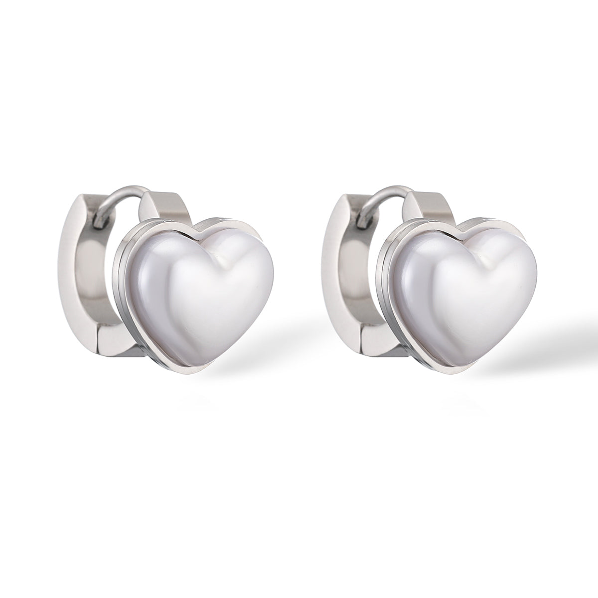 1 Pair Retro Simple Style Commute Heart Shape Inlay 304 Stainless Steel Artificial Pearls Earrings