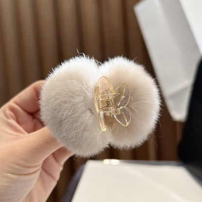 Women'S Simple Style Solid Color Rabbit Fur Hair Claws