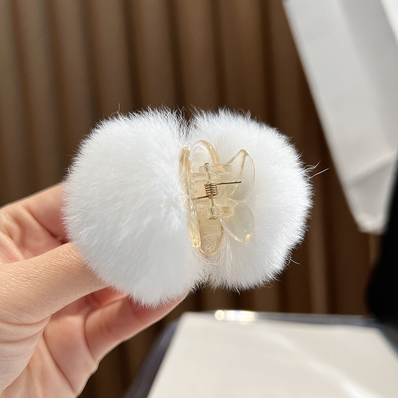 Women'S Simple Style Solid Color Rabbit Fur Hair Claws