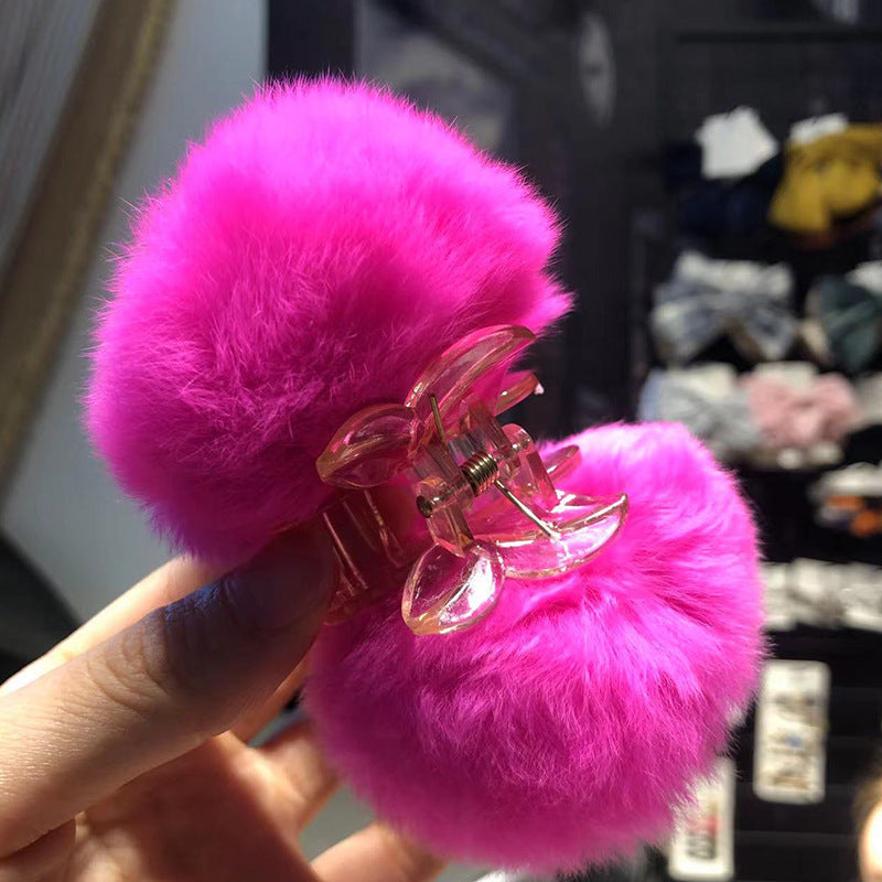 Women'S Simple Style Solid Color Rabbit Fur Hair Claws