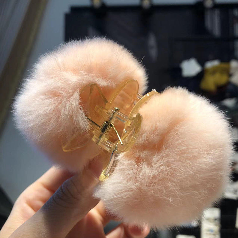 Women'S Simple Style Solid Color Rabbit Fur Hair Claws