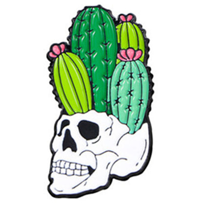 Cartoon Style Cute Streetwear Cactus Skull Alloy Stamping Stoving Varnish Plating Unisex Brooches Collar Pin