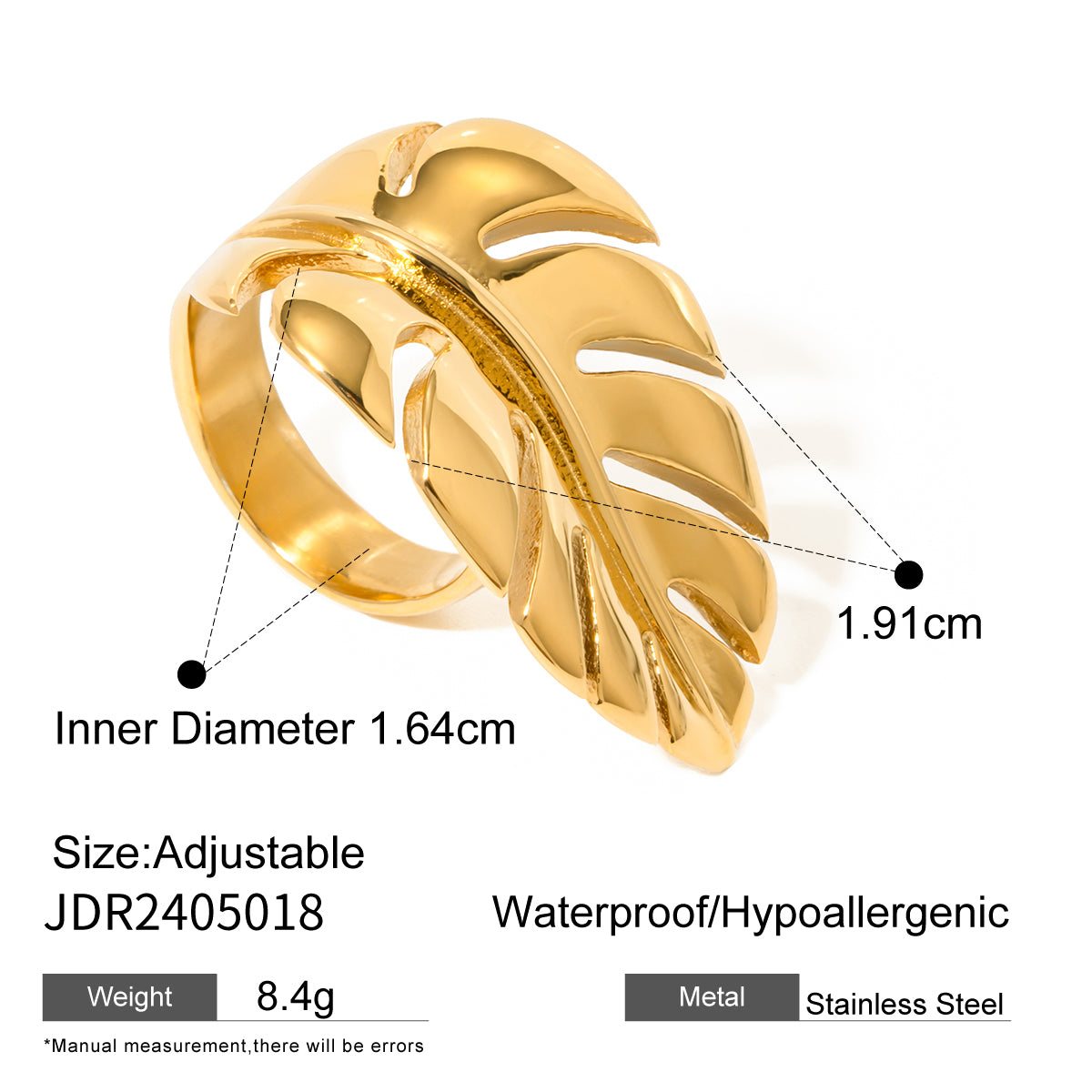 Wholesale Jewelry Simple Style Classic Style 316 Stainless Steel  18K Gold Plated Plating Rings