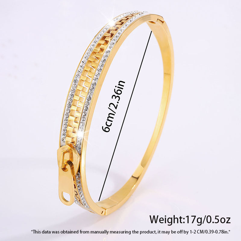 Simple Style Geometric Titanium Steel Rhinestones Bangle In Bulk