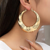 1 Pair Exaggerated Simple Style Solid Color Pleated Titanium Steel Iron Imitation Gold  Gold Plated Earrings