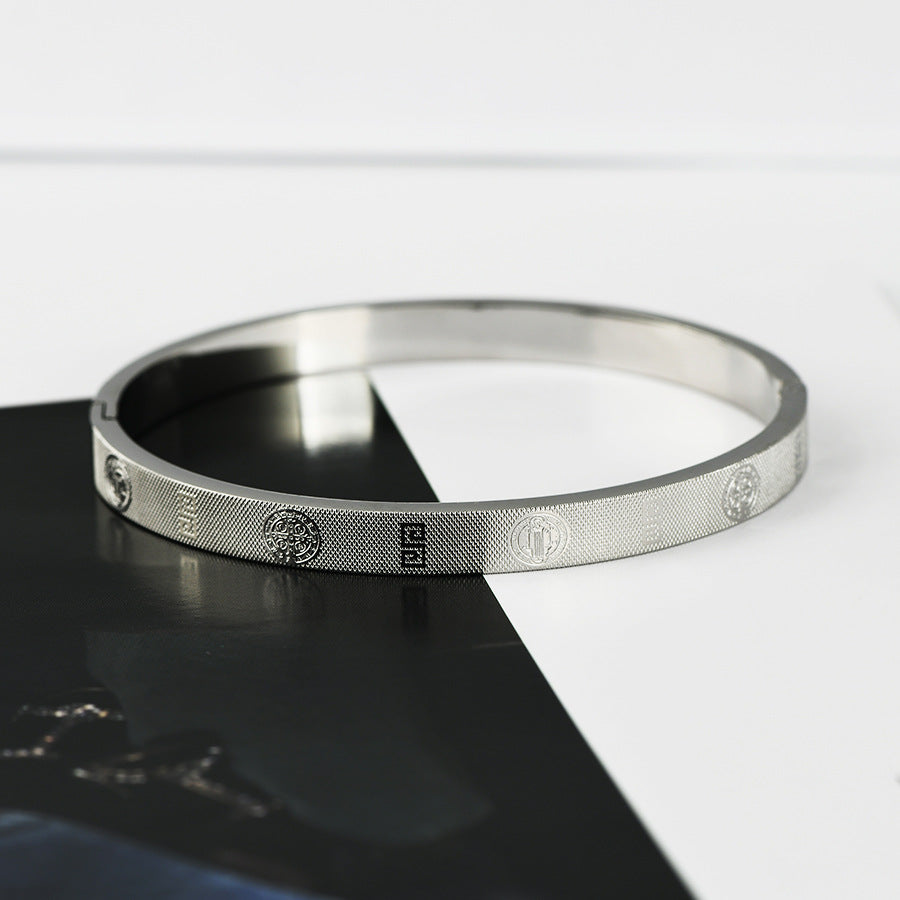 Retro Symbol Titanium Steel Bangle In Bulk